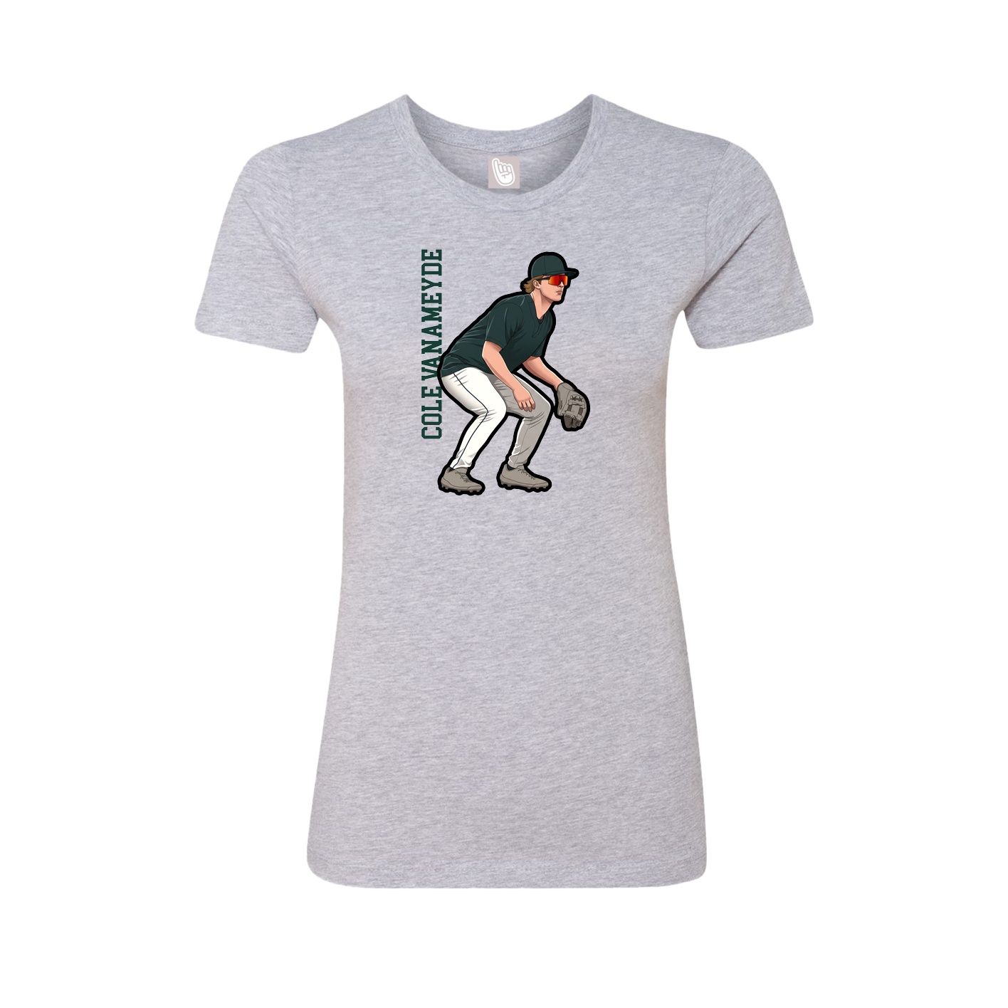 Womens Tee — Name Vertical in Grey