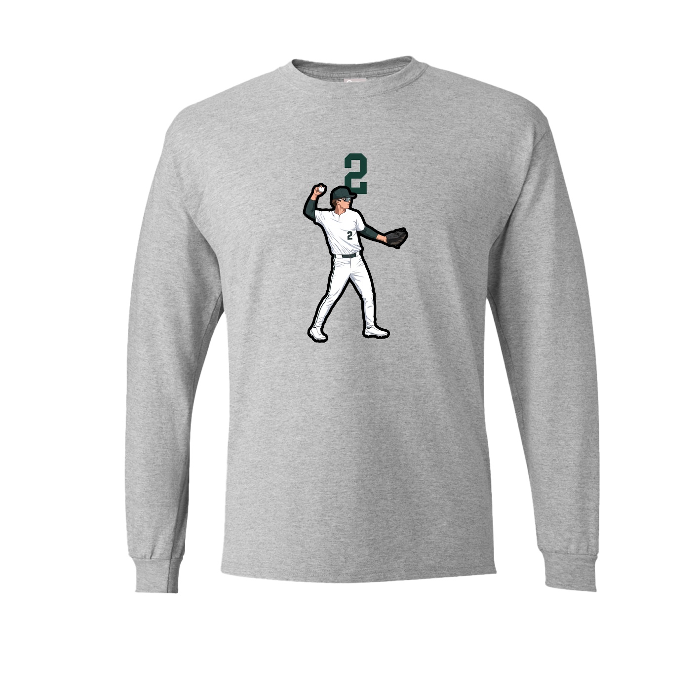 Long Sleeve Tee — Number Top in Grey