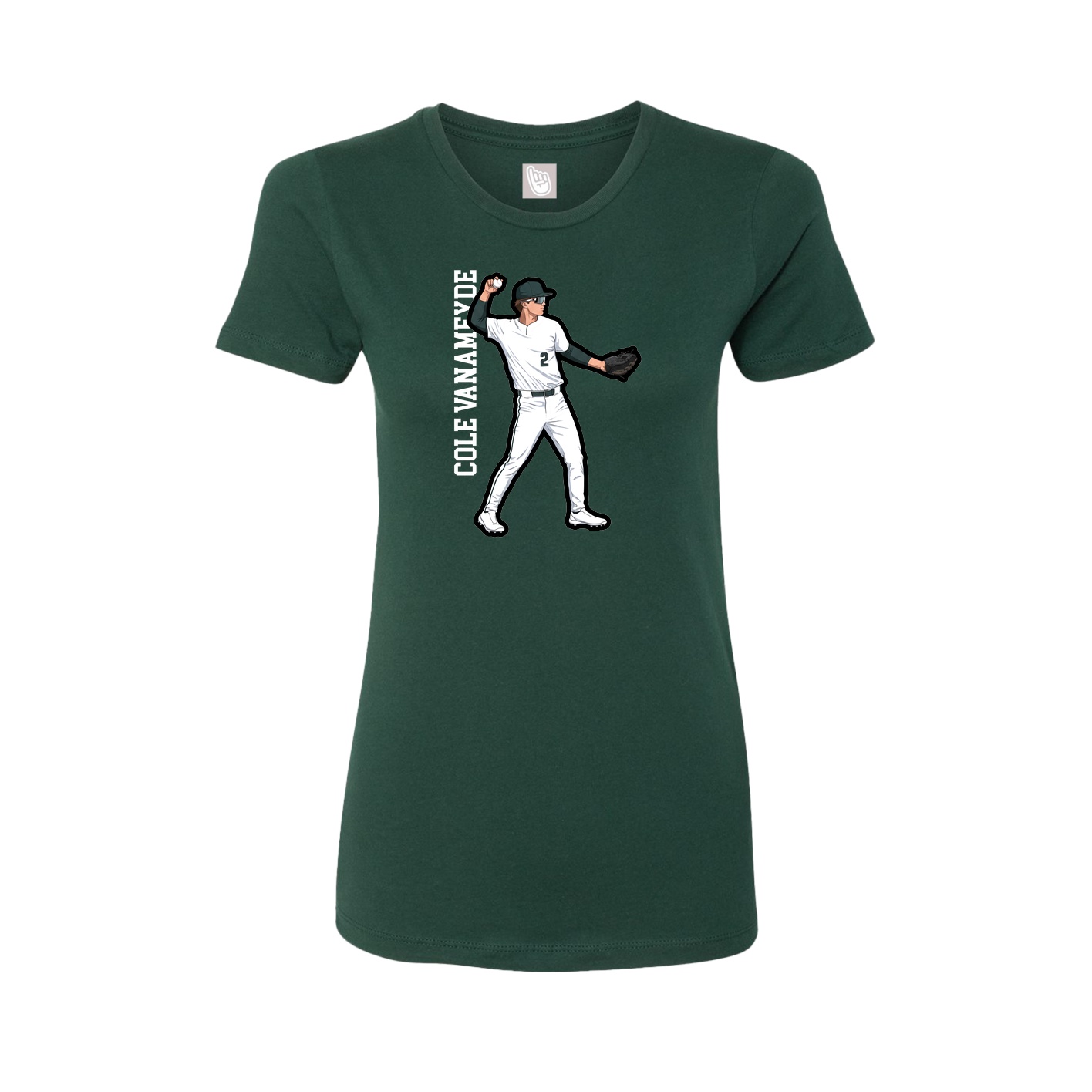 Womens Tee — Name Vertical in Green