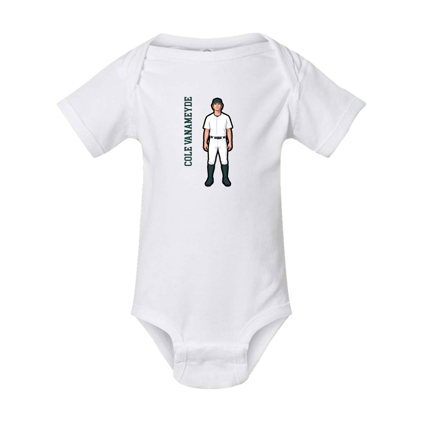 Baby Onesie — Name Vertical in White