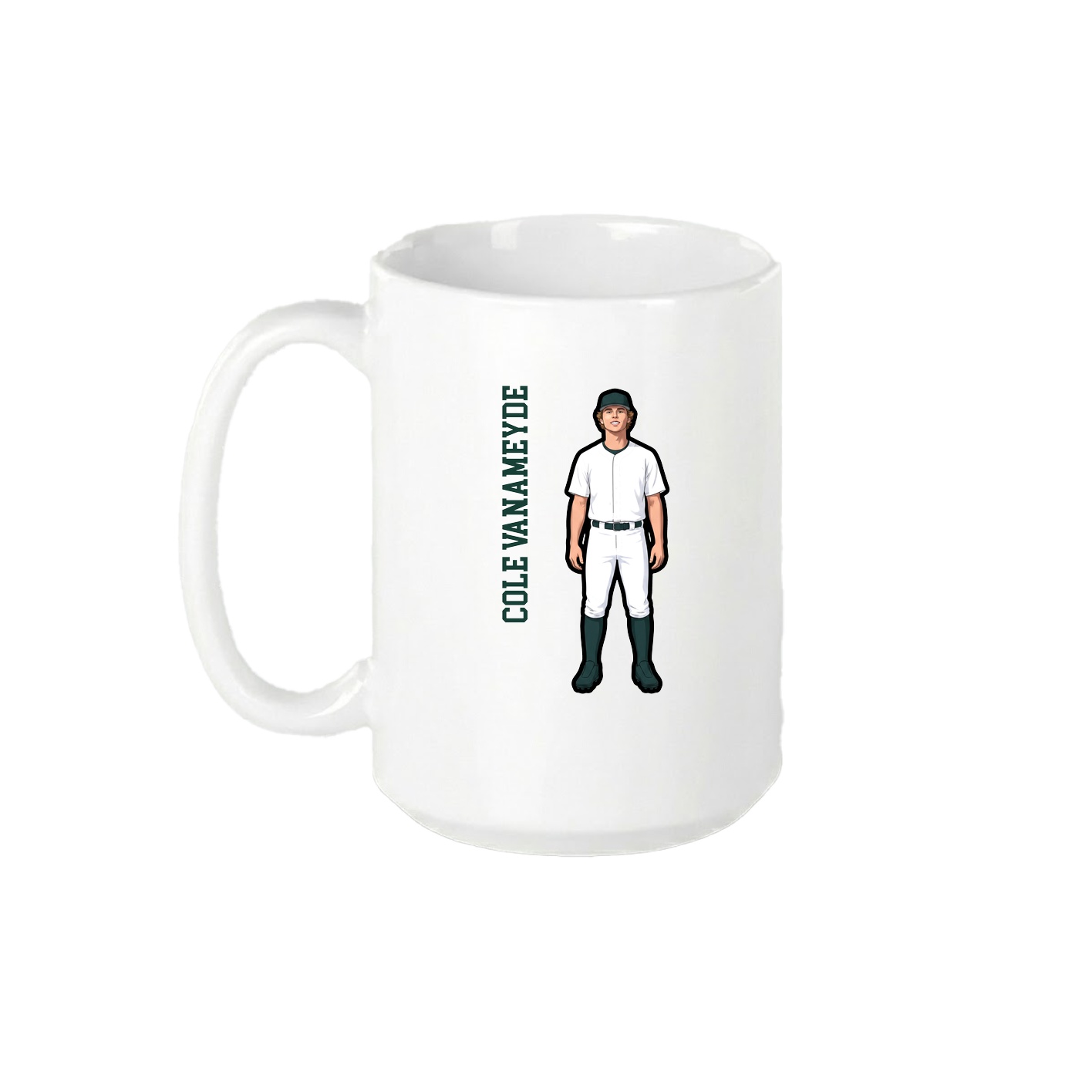 15oz Coffee Mug — Name Vertical in White