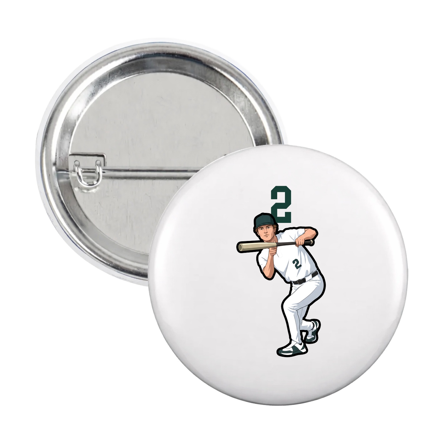 Game Day Button — Number Top in White