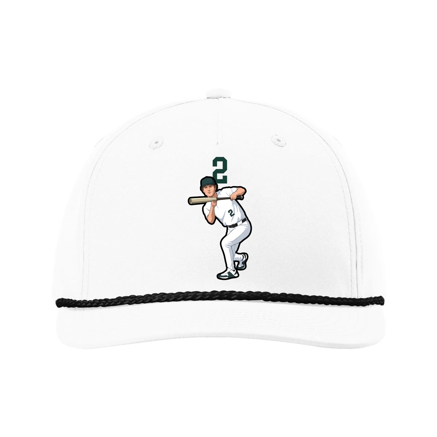 Five-Panel Classic Rope Cap — Number Top in White