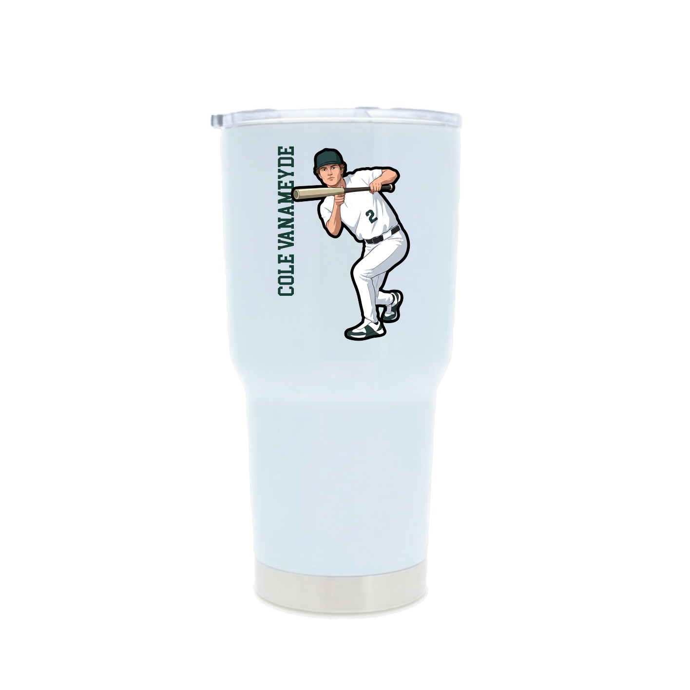 30oz Stainless Steel Tumbler — Name Vertical in White