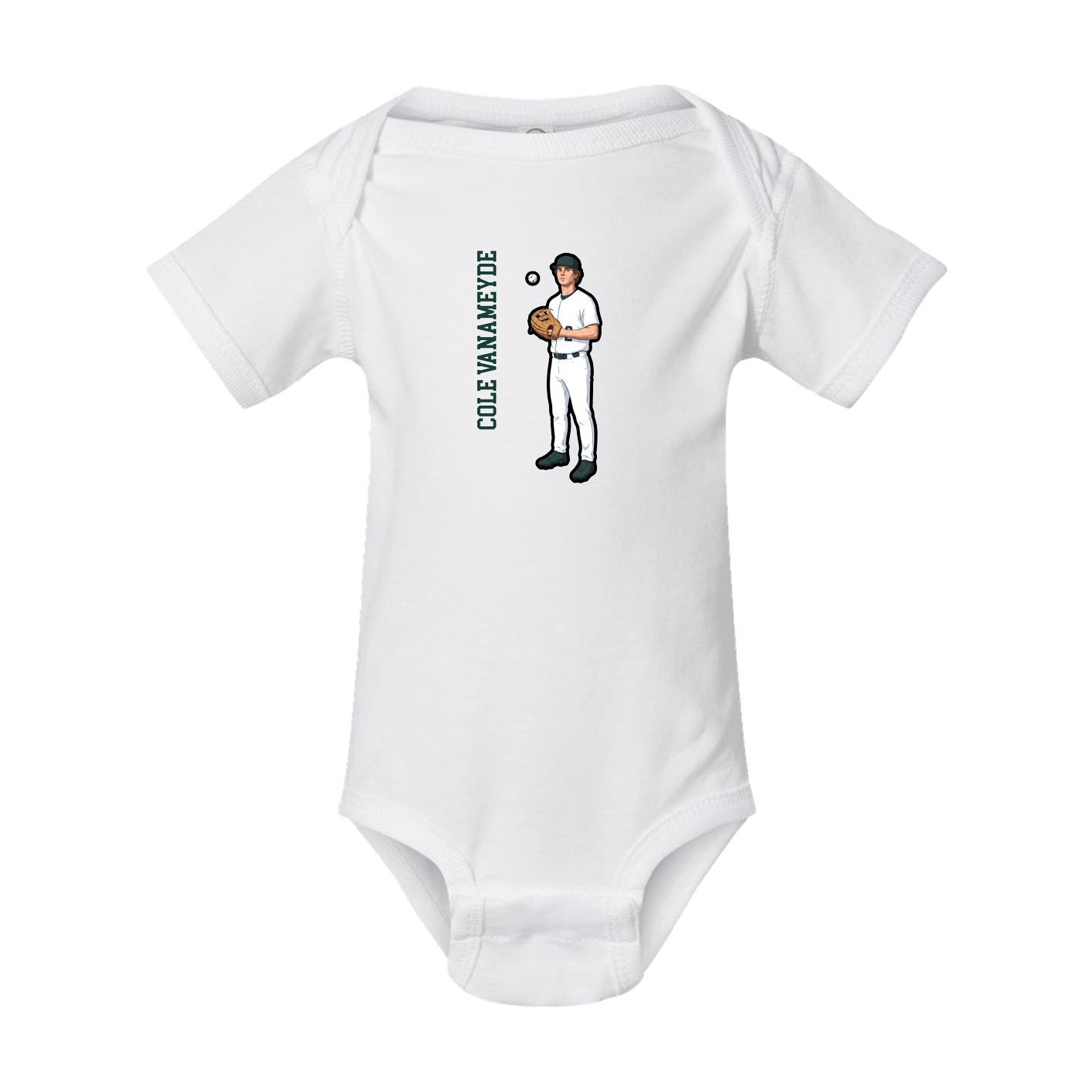 Baby Onesie — Name Vertical in White