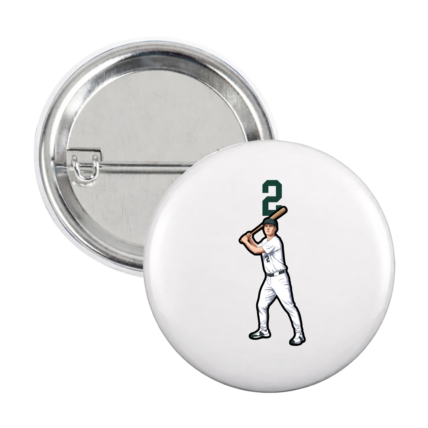 Game Day Button — Number Top in White