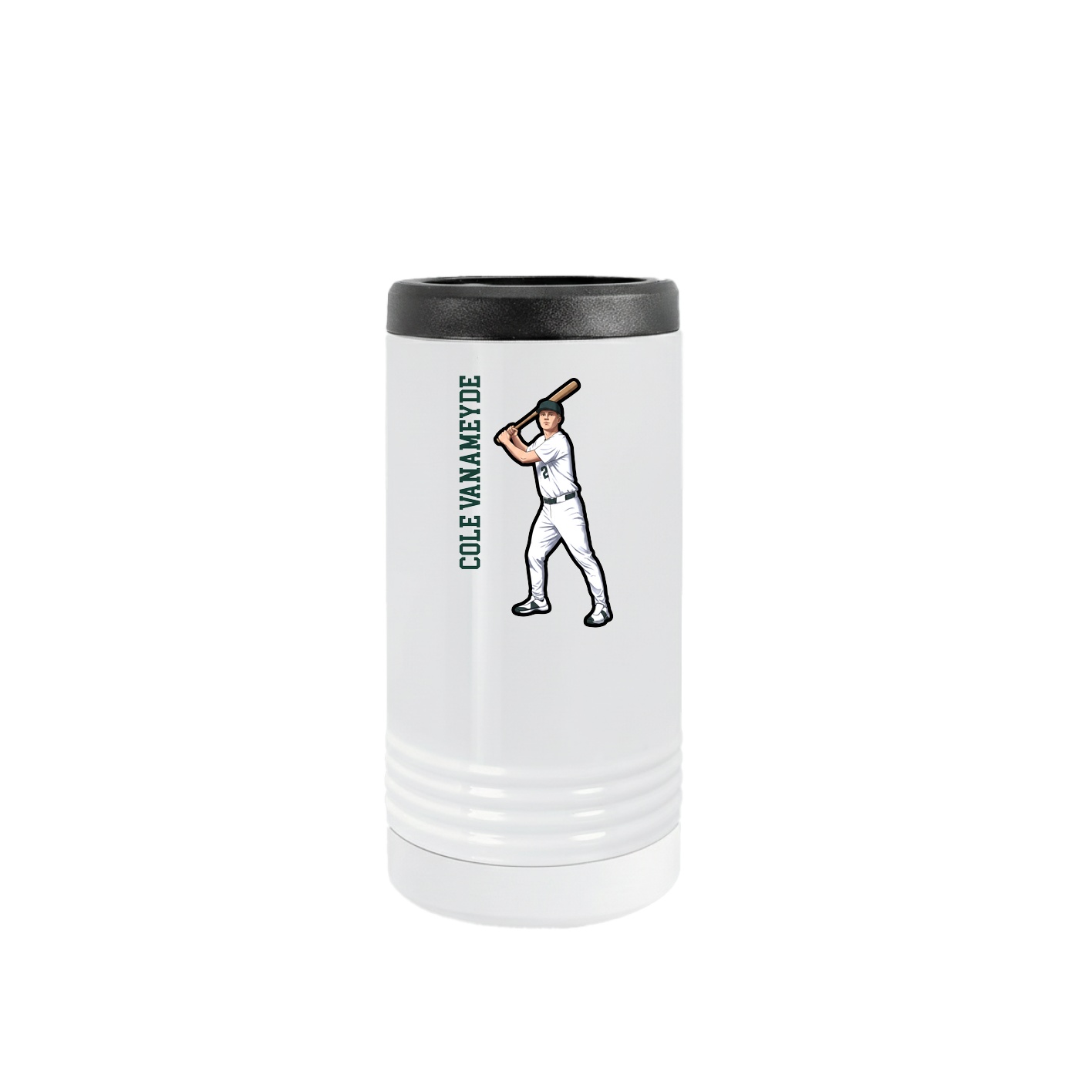 Slim Beverage Holder — Name Vertical in White