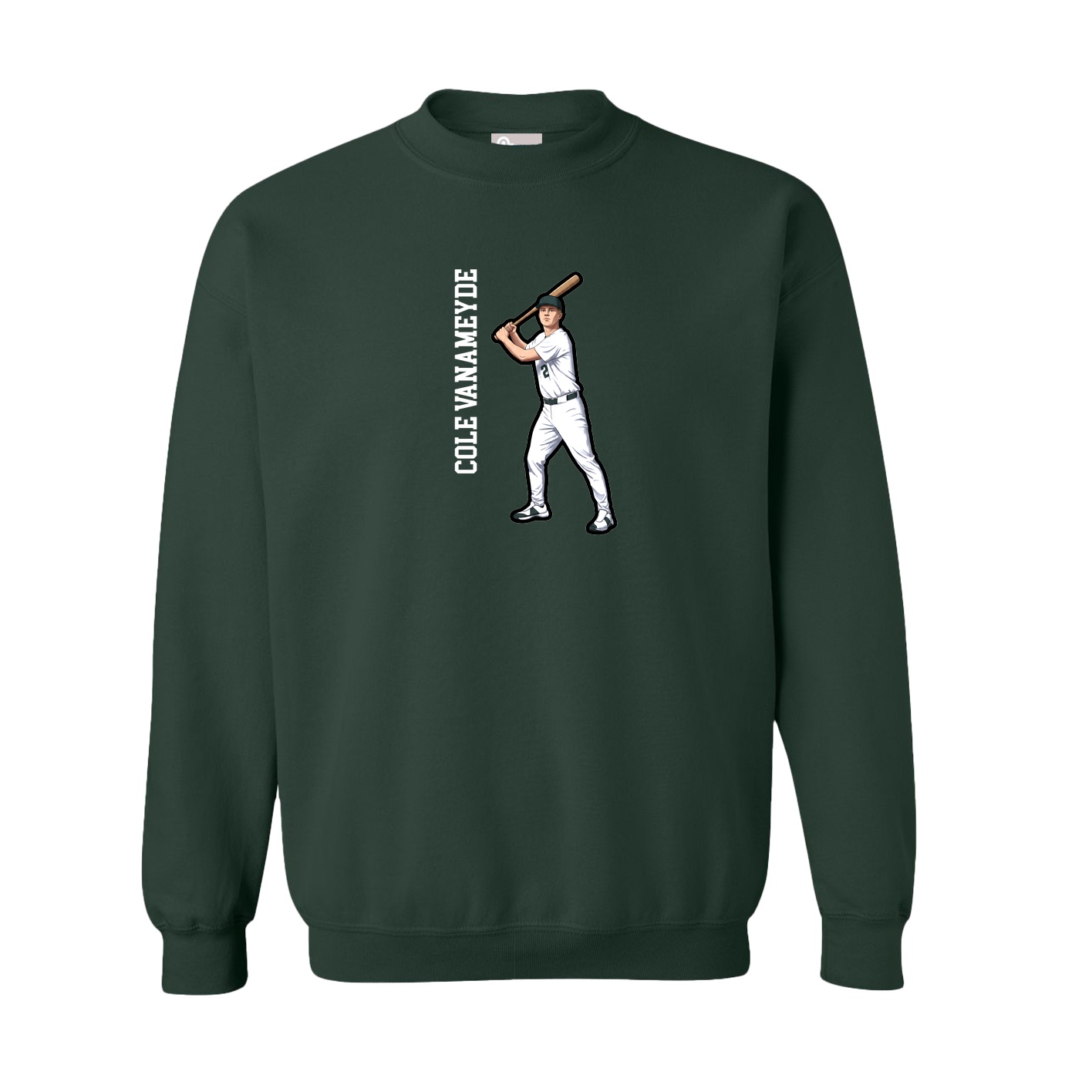 Fleece Crew — Name Vertical in Green