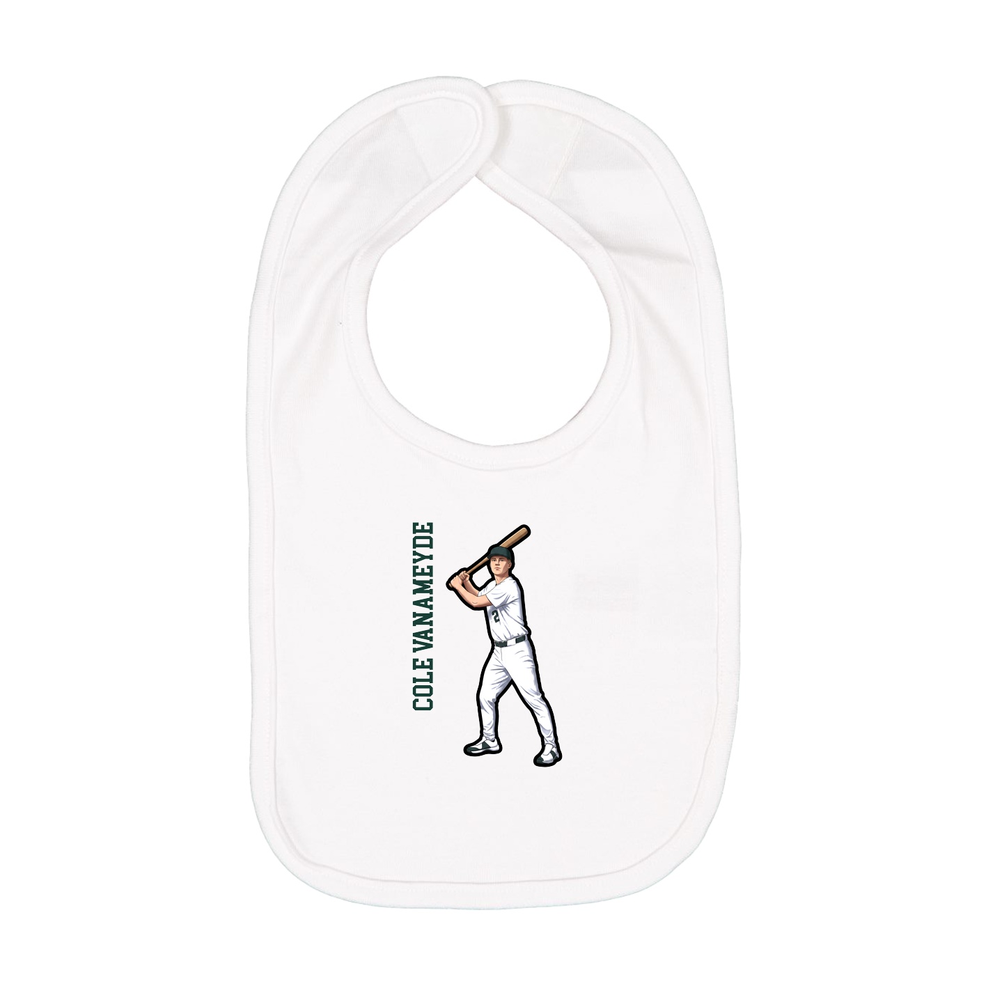 Infant Bib — Name Vertical in White