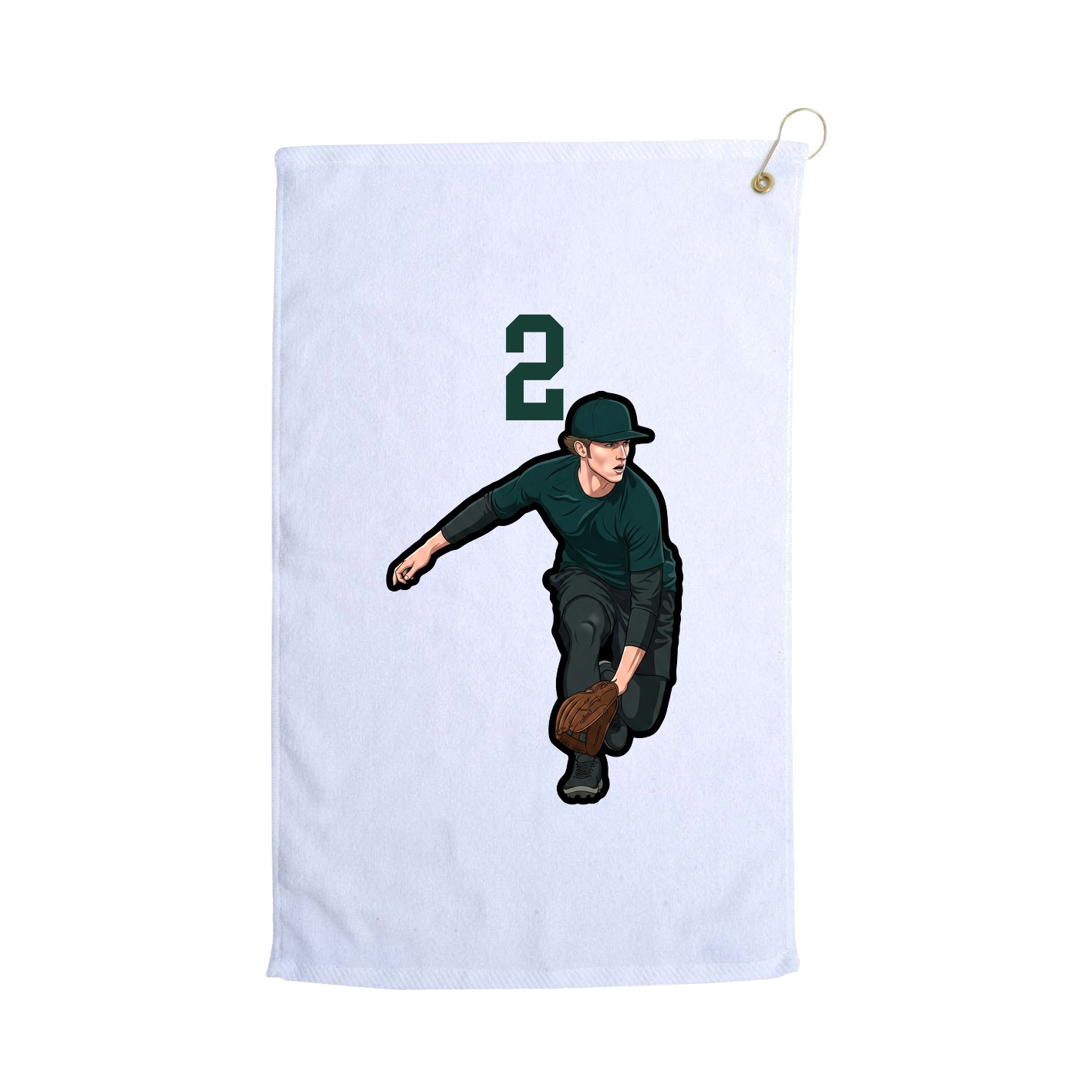 Golf Towel — Number Top in White