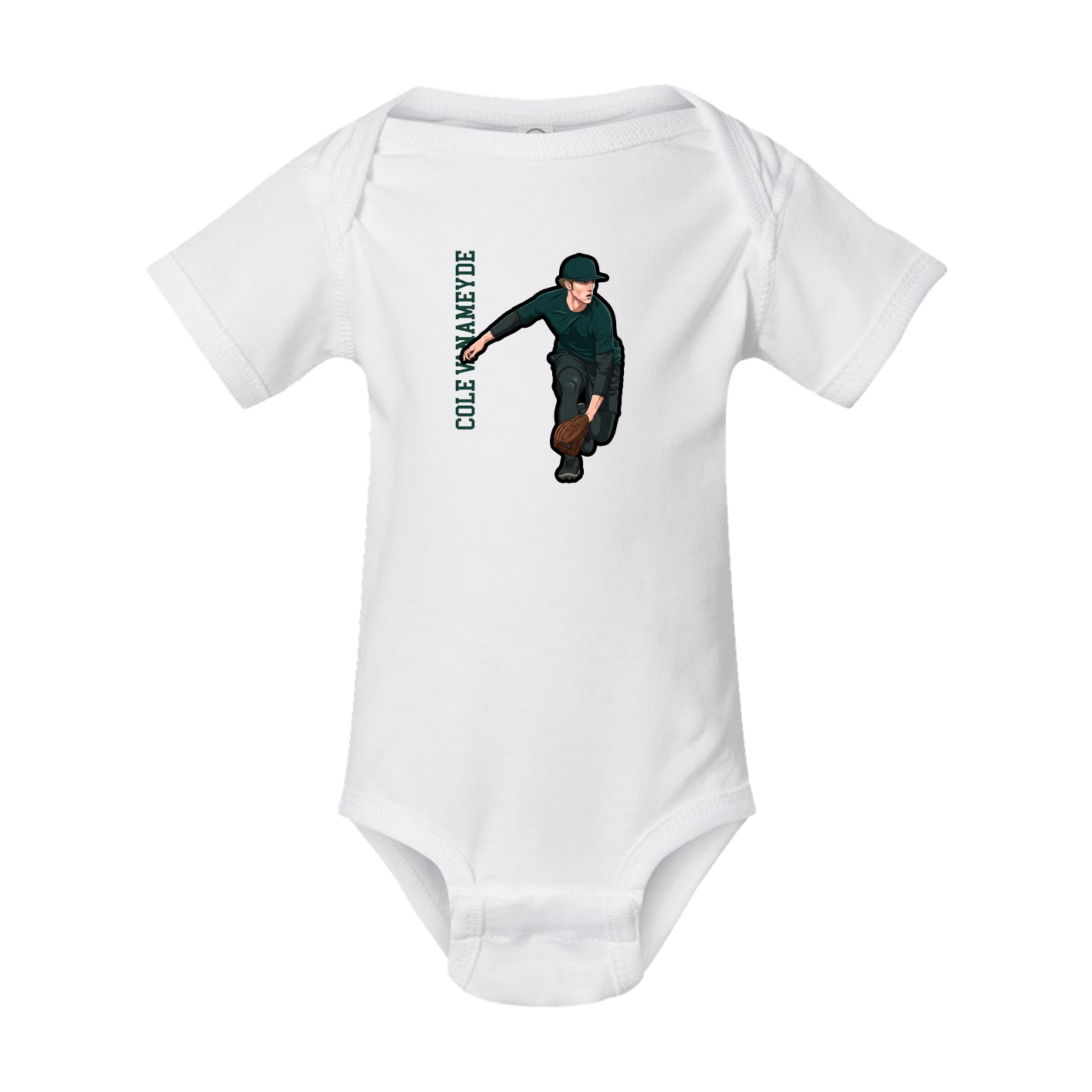 Baby Onesie — Name Vertical in White