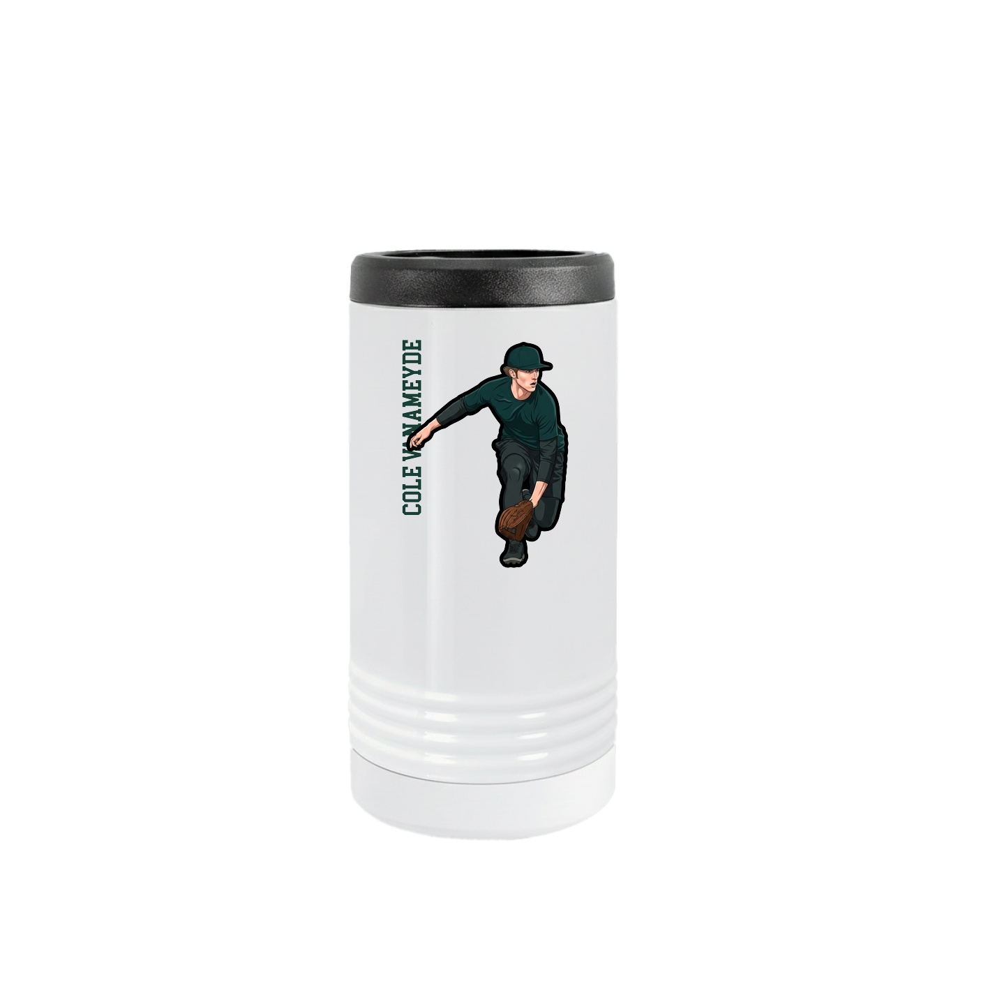 Slim Beverage Holder — Name Vertical in White