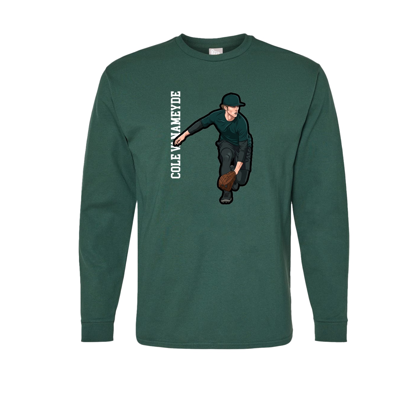 Long Sleeve Tee — Name Vertical in Green