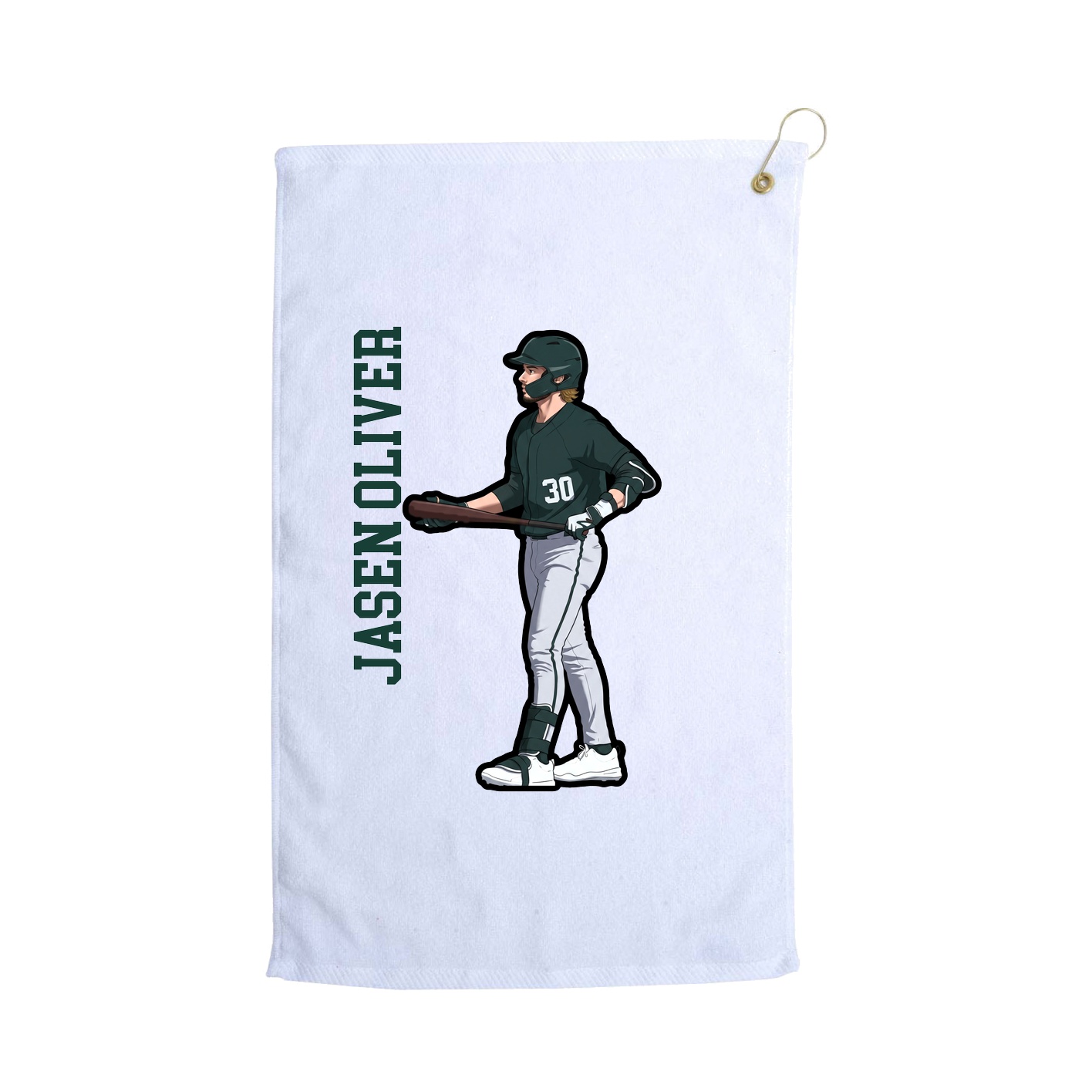 Golf Towel — Name Vertical in White