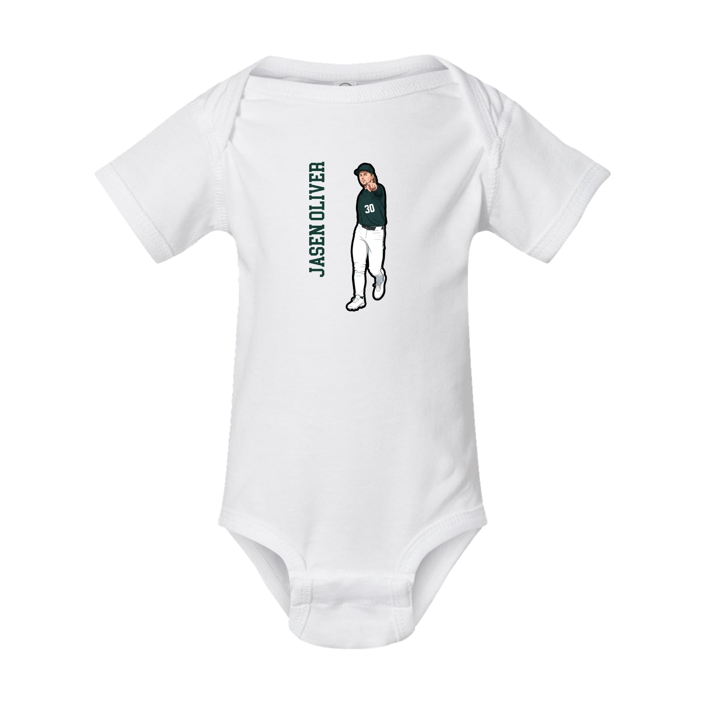 Baby Onesie — Name Vertical in White