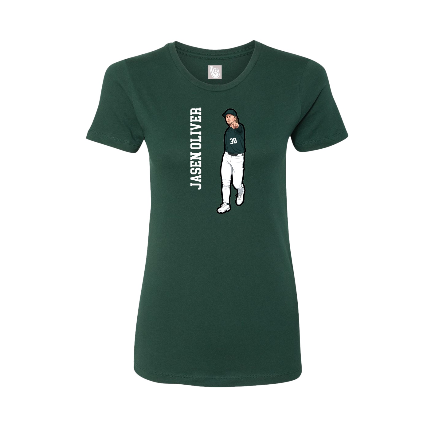 Womens Tee — Name Vertical in Green
