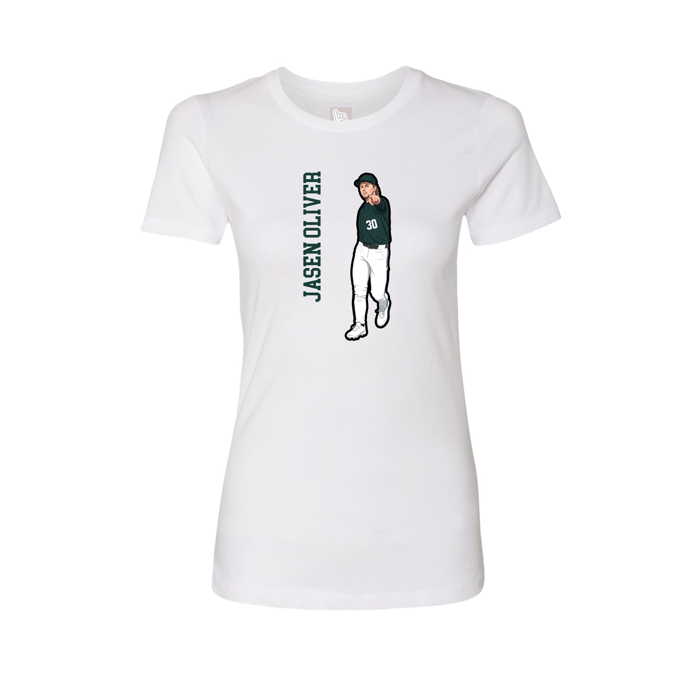 Fitted Women's Tee — Name Vertical in White