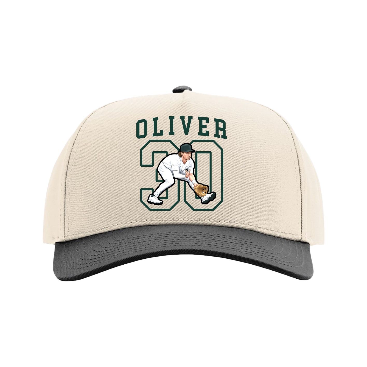 Full Fabric Five-Panel Champ Cap — Shirsey in Cream/Black