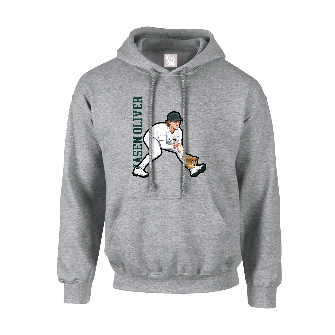 Youth Hoodie — Name Vertical in Grey