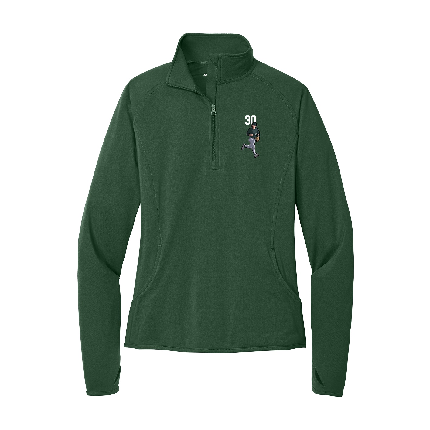 Women's Q-Zip Pullover — Number Top in Green