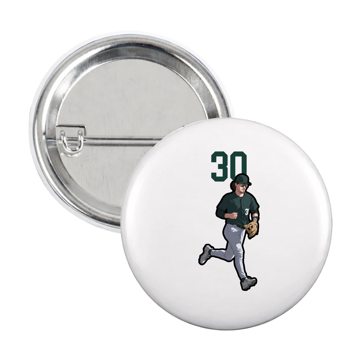 Game Day Button — Number Top in White
