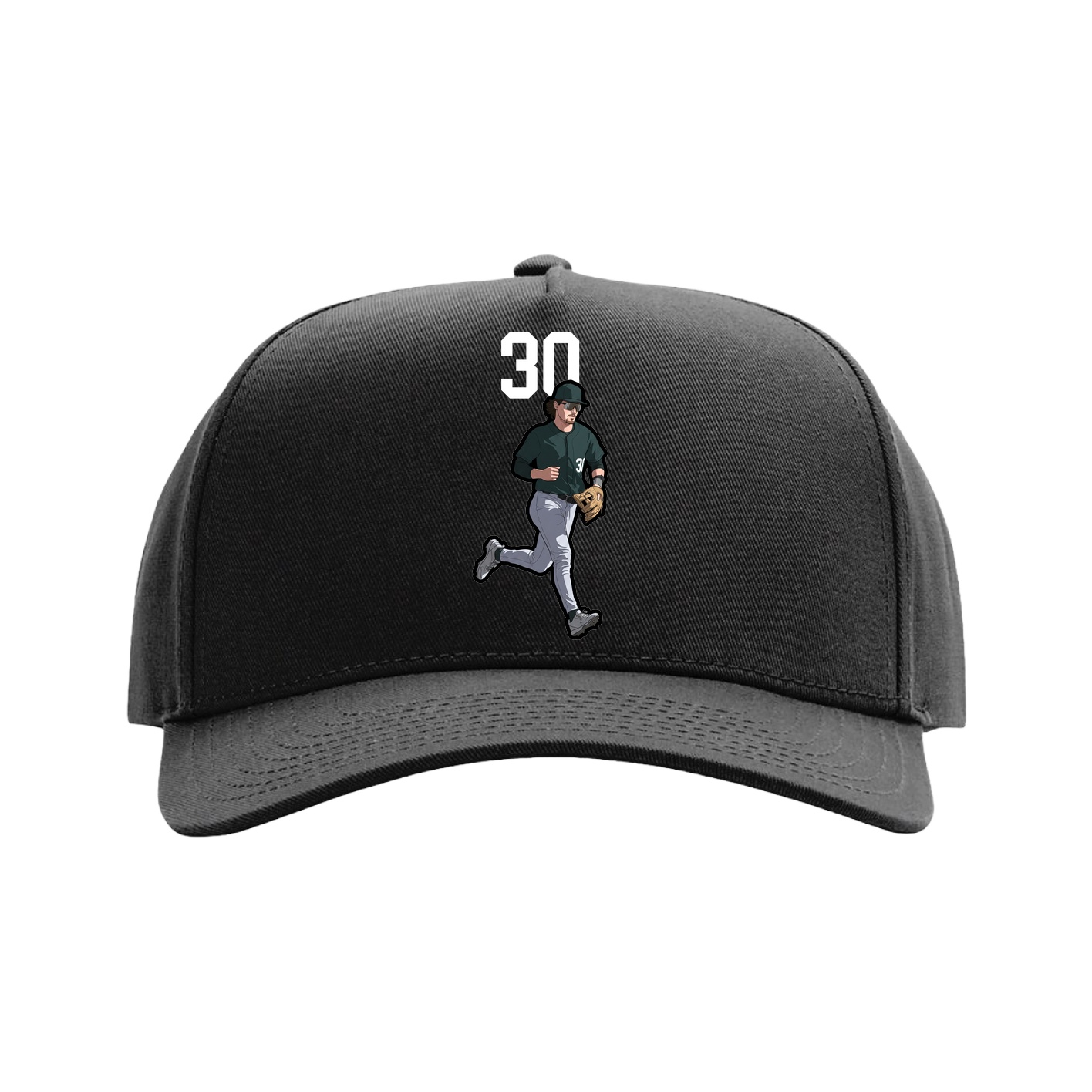 Full Fabric Five-Panel Champ Cap — Number Top in Black