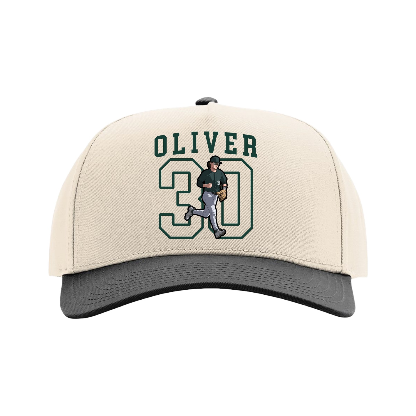 Full Fabric Five-Panel Champ Cap — Shirsey in Cream/Black