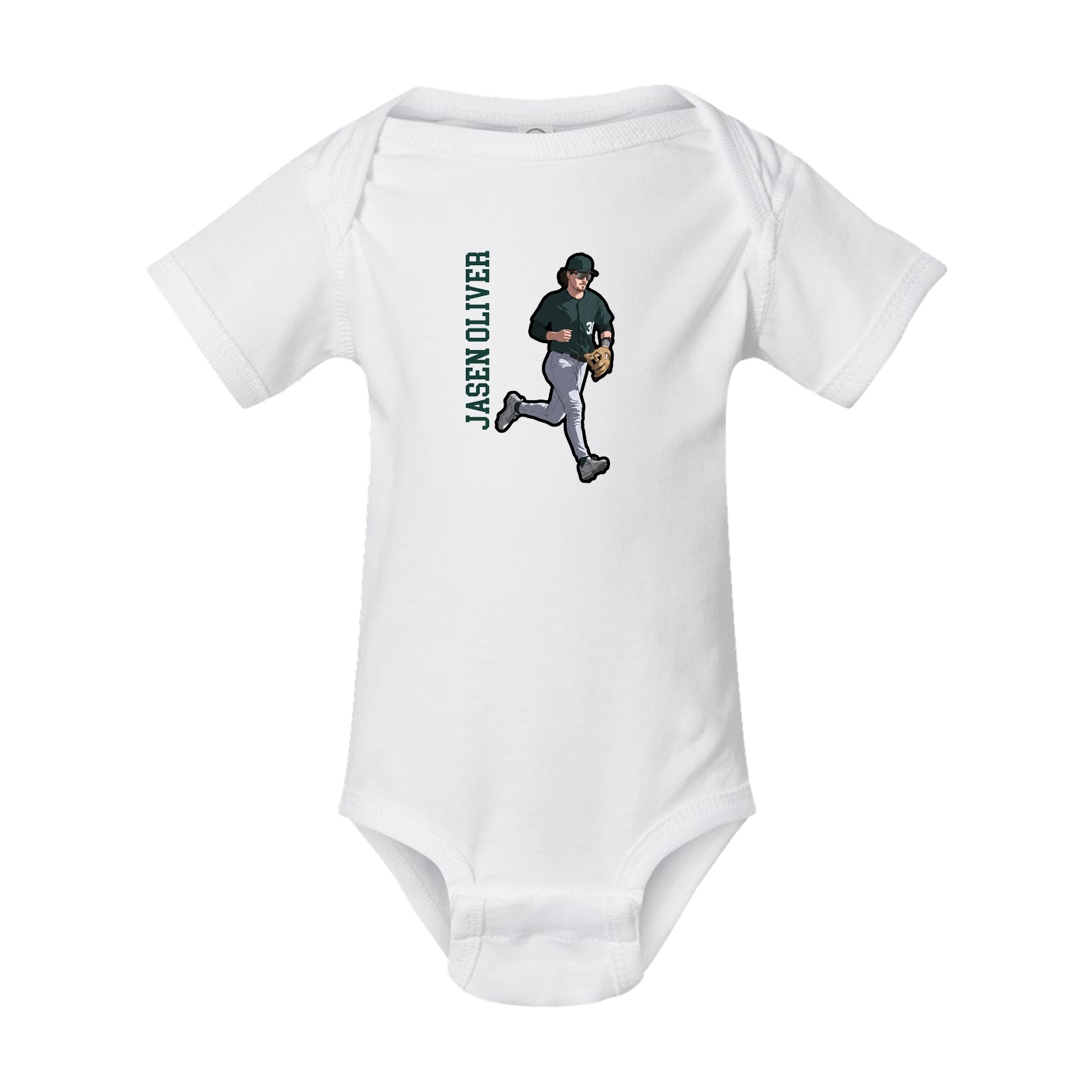 Baby Onesie — Name Vertical in White