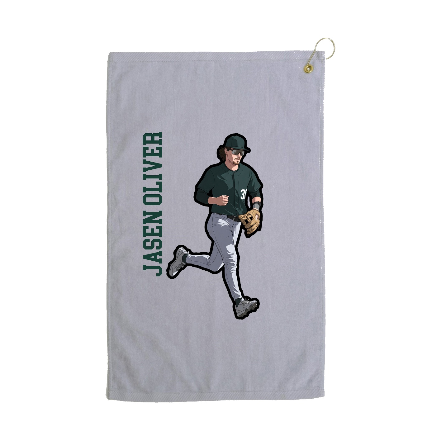 Golf Towel — Name Vertical in Grey
