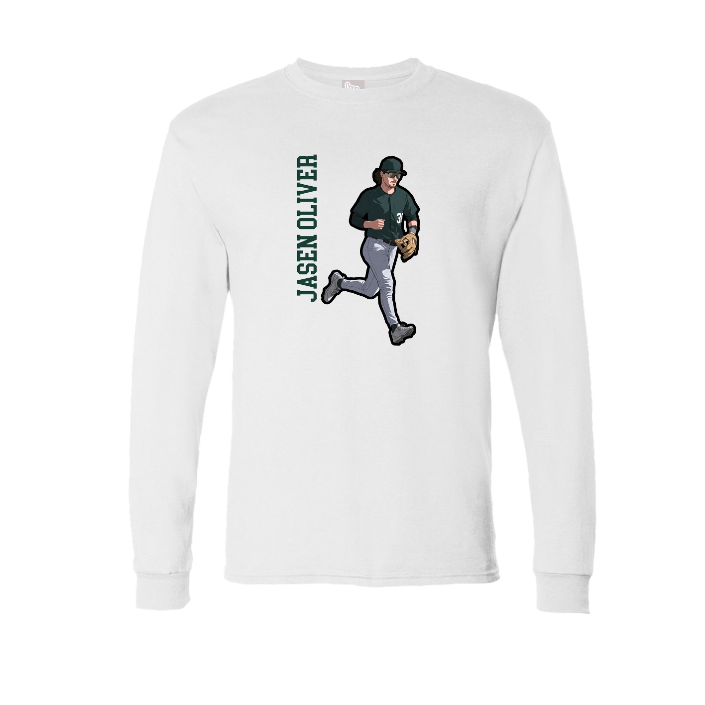 Long Sleeve Tee — Name Vertical in White