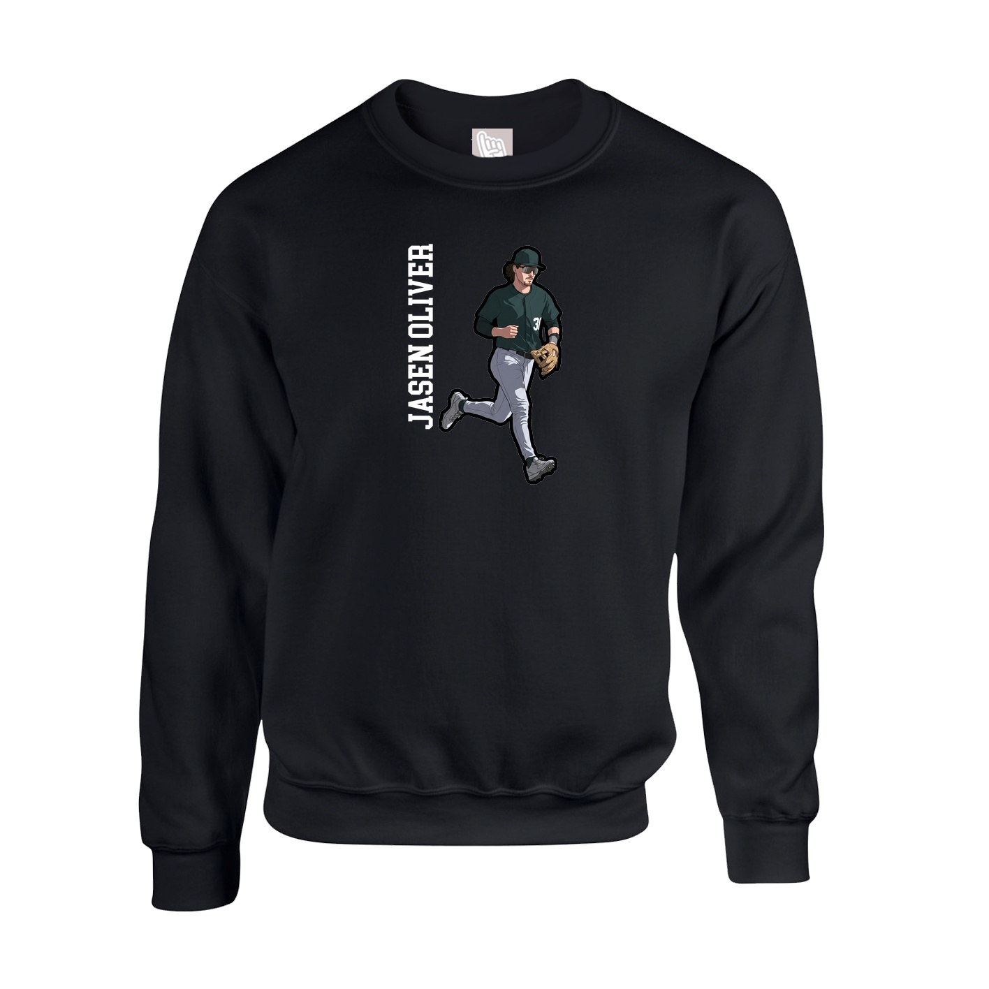 Fleece Crew — Name Vertical in Black