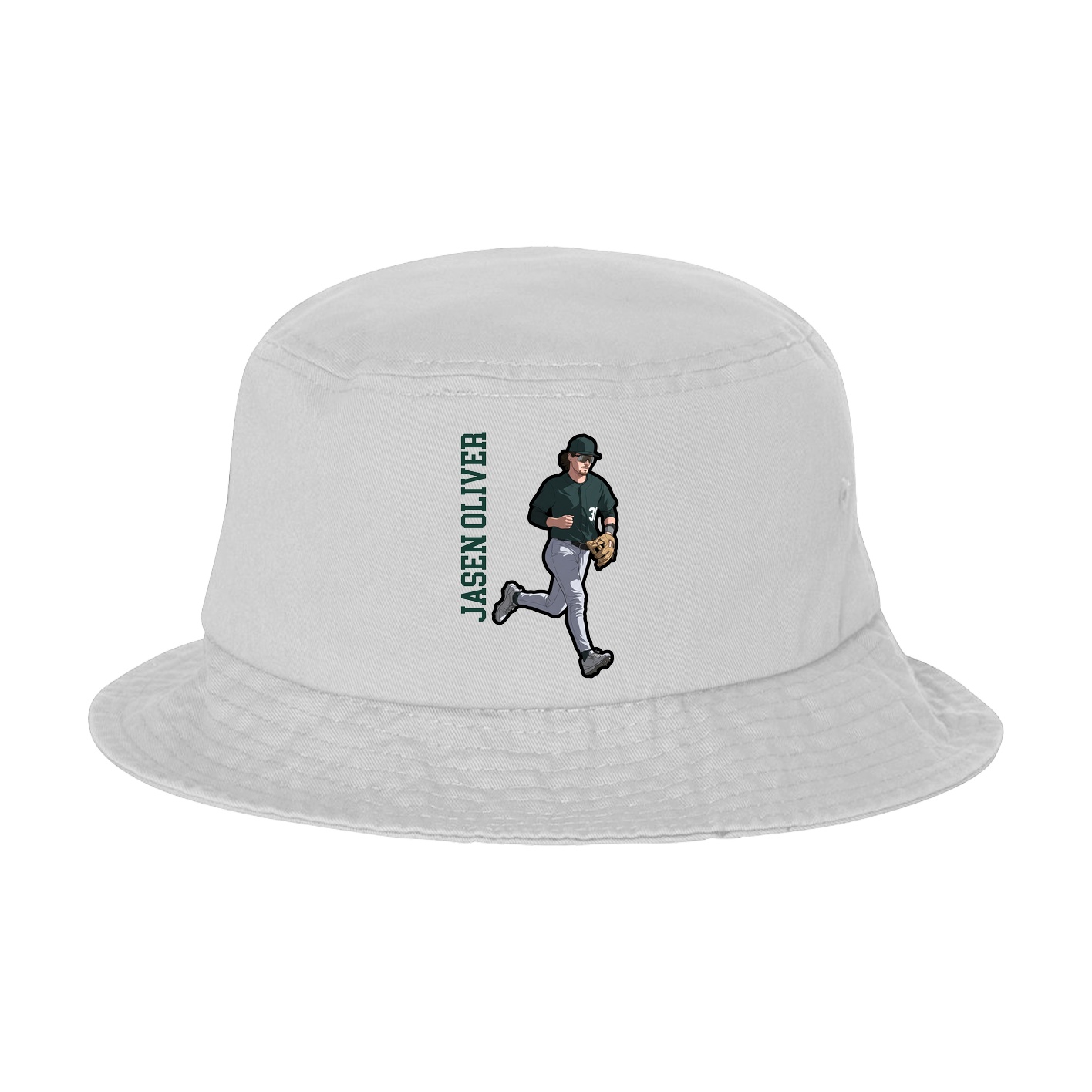 Bucket Cap — Name Vertical in White