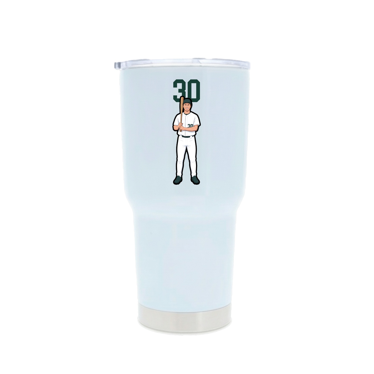 30oz Stainless Steel Tumbler — Number Top in White