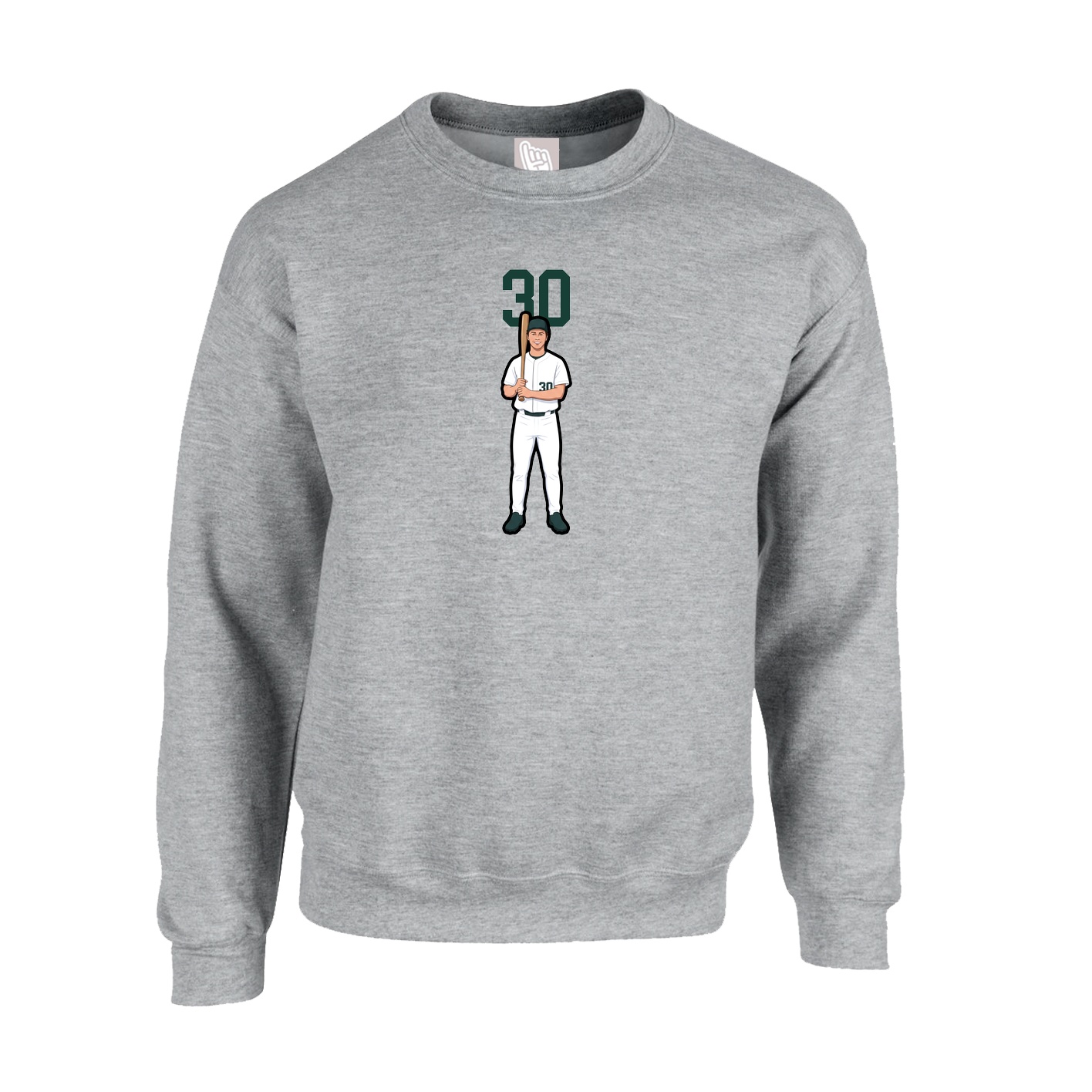 Fleece Crew — Number Top in Grey