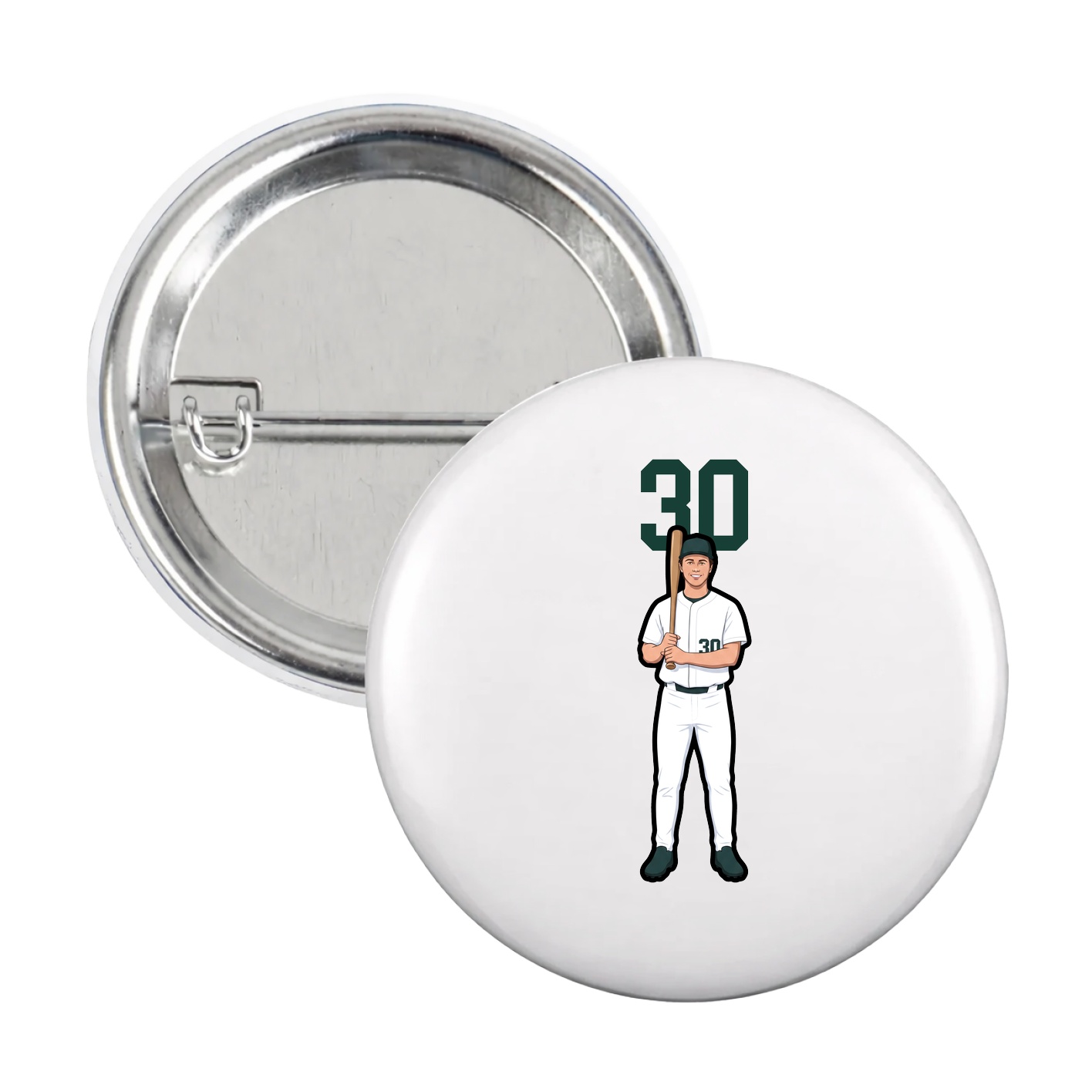 Game Day Button — Number Top in White