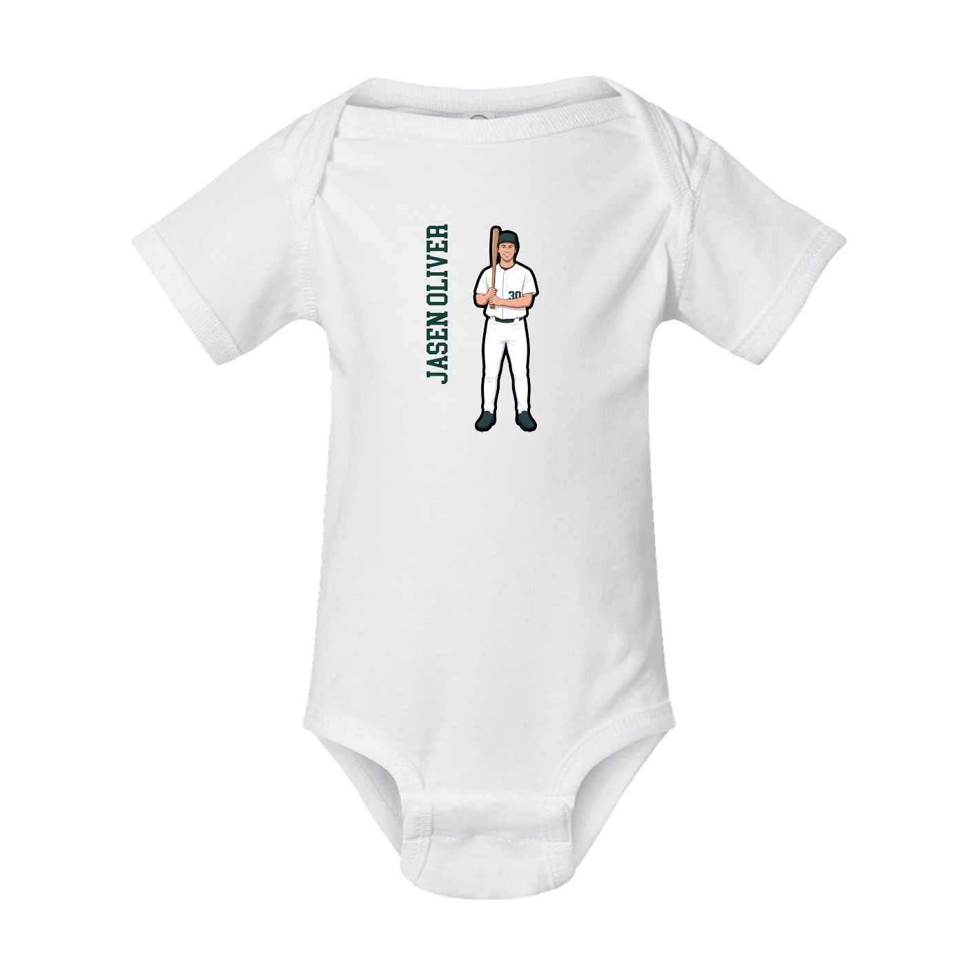 Baby Onesie — Name Vertical in White