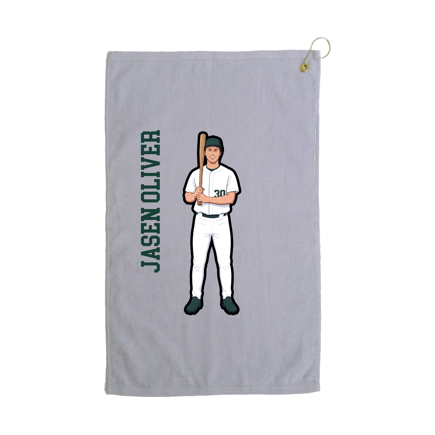 Golf Towel — Name Vertical in Grey
