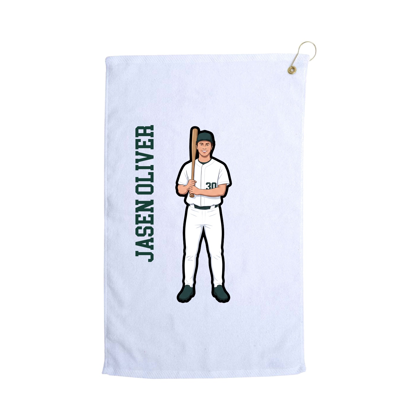 Golf Towel — Name Vertical in White