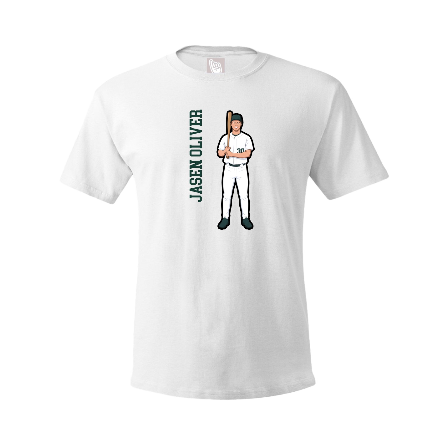 Tee — Name Vertical in White