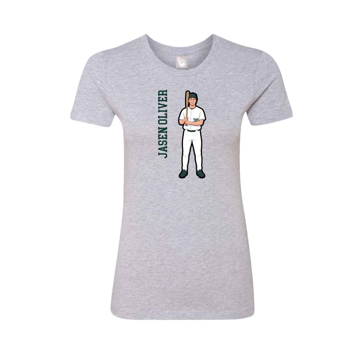 Womens Tee — Name Vertical in Grey