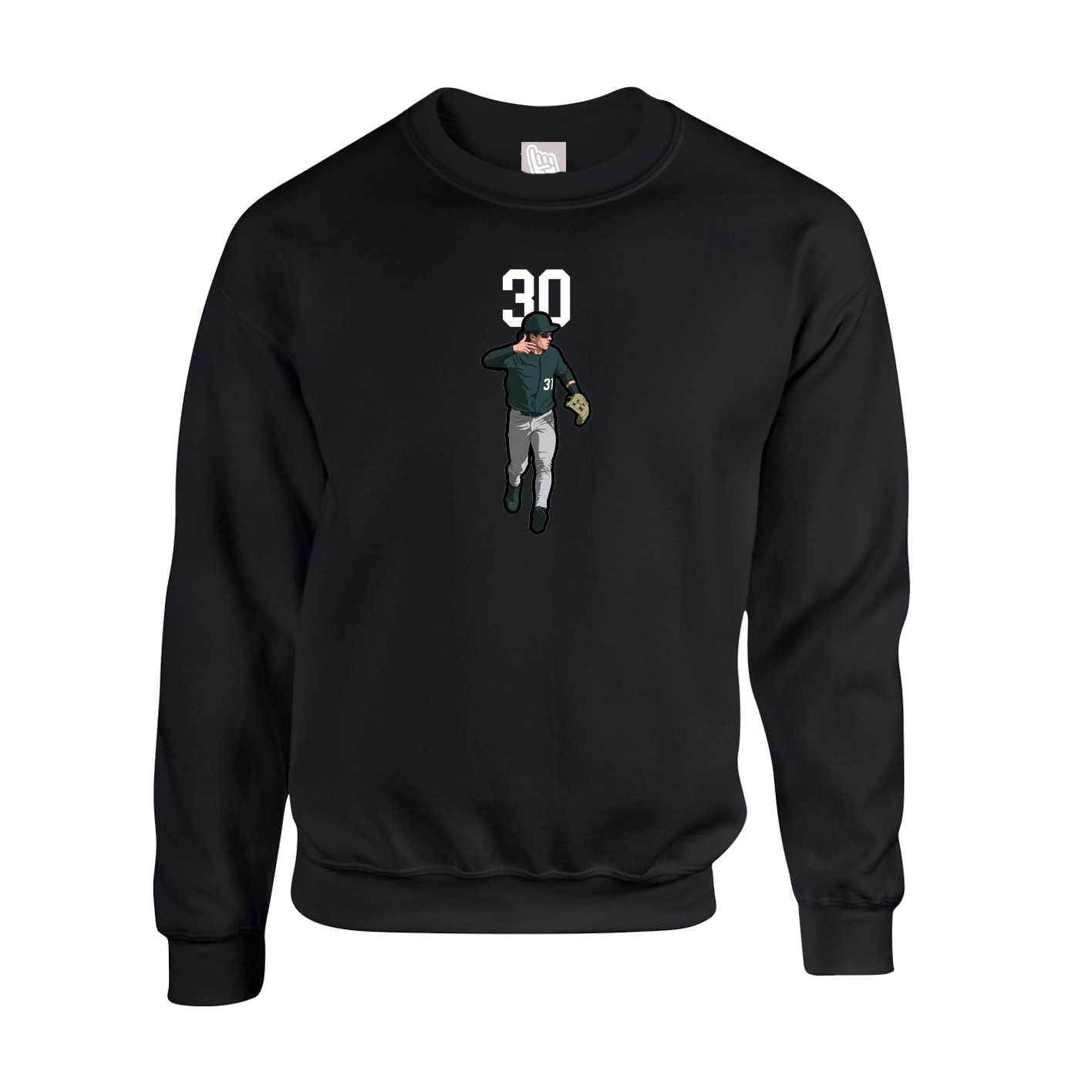 Fleece Crew — Number Top in Black