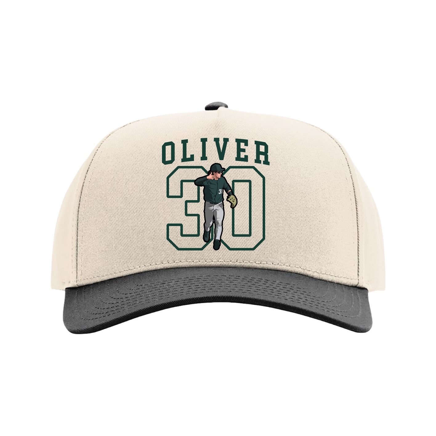 Full Fabric Five-Panel Champ Cap — Shirsey in Cream/Black