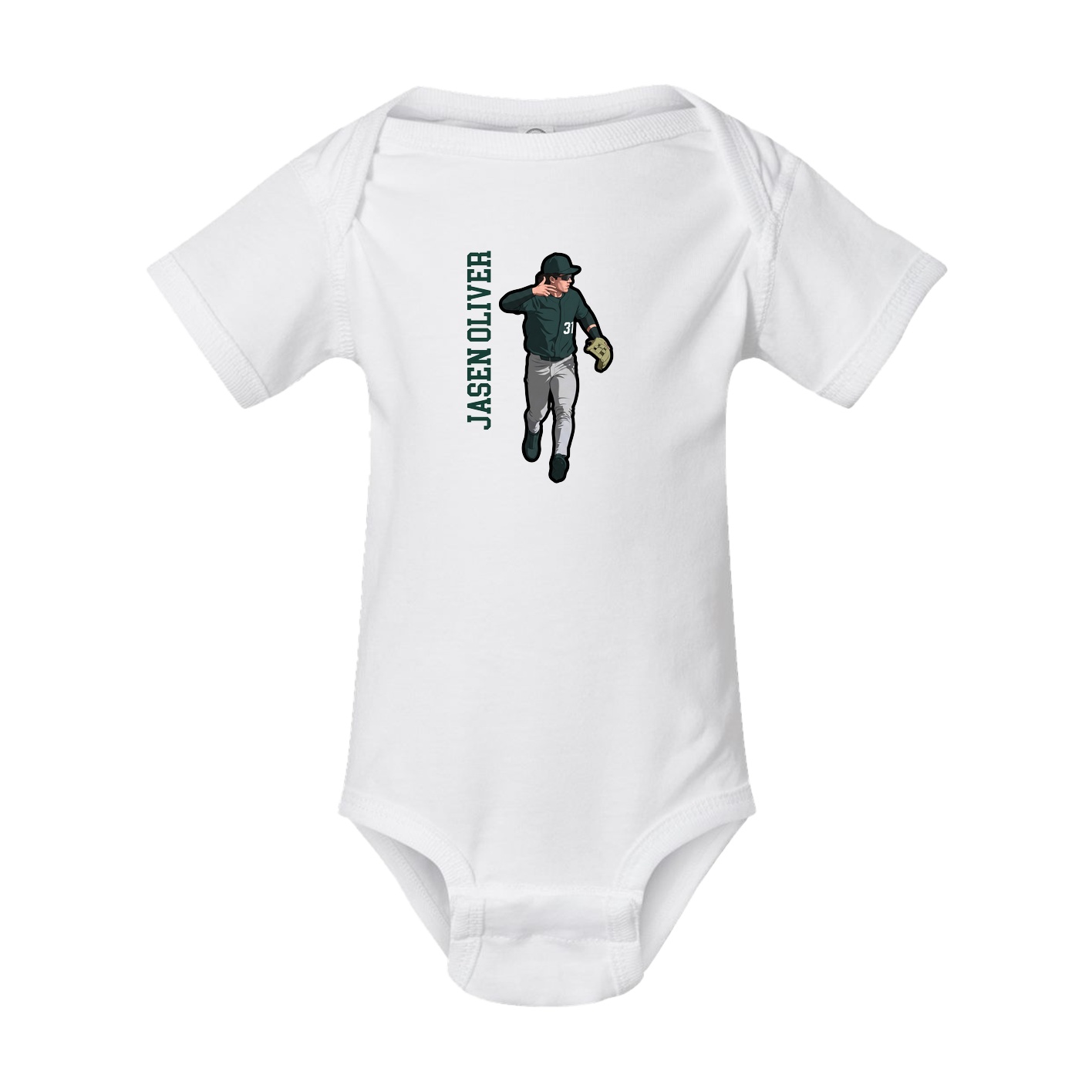 Baby Onesie — Name Vertical in White