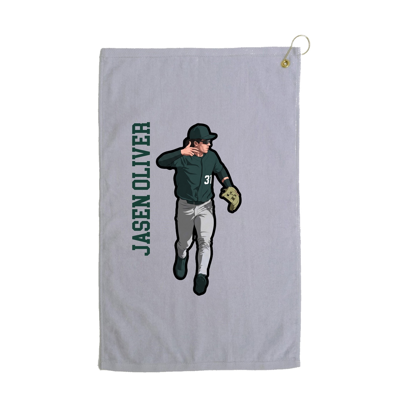Golf Towel — Name Vertical in Grey
