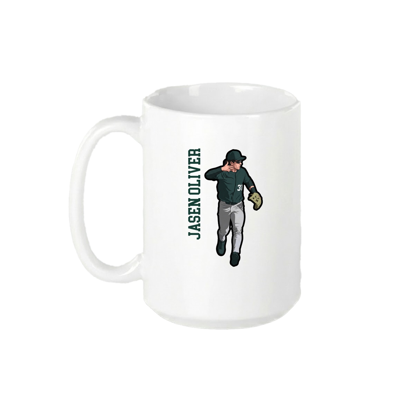15oz Coffee Mug — Name Vertical in White