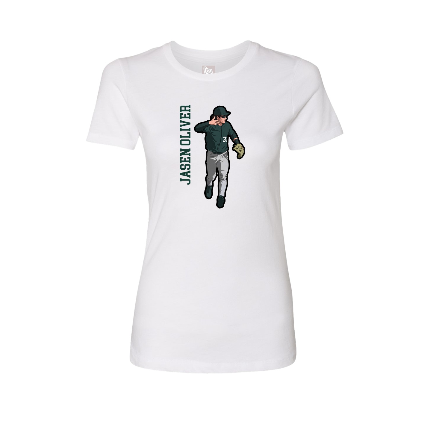 Womens Tee — Name Vertical in White