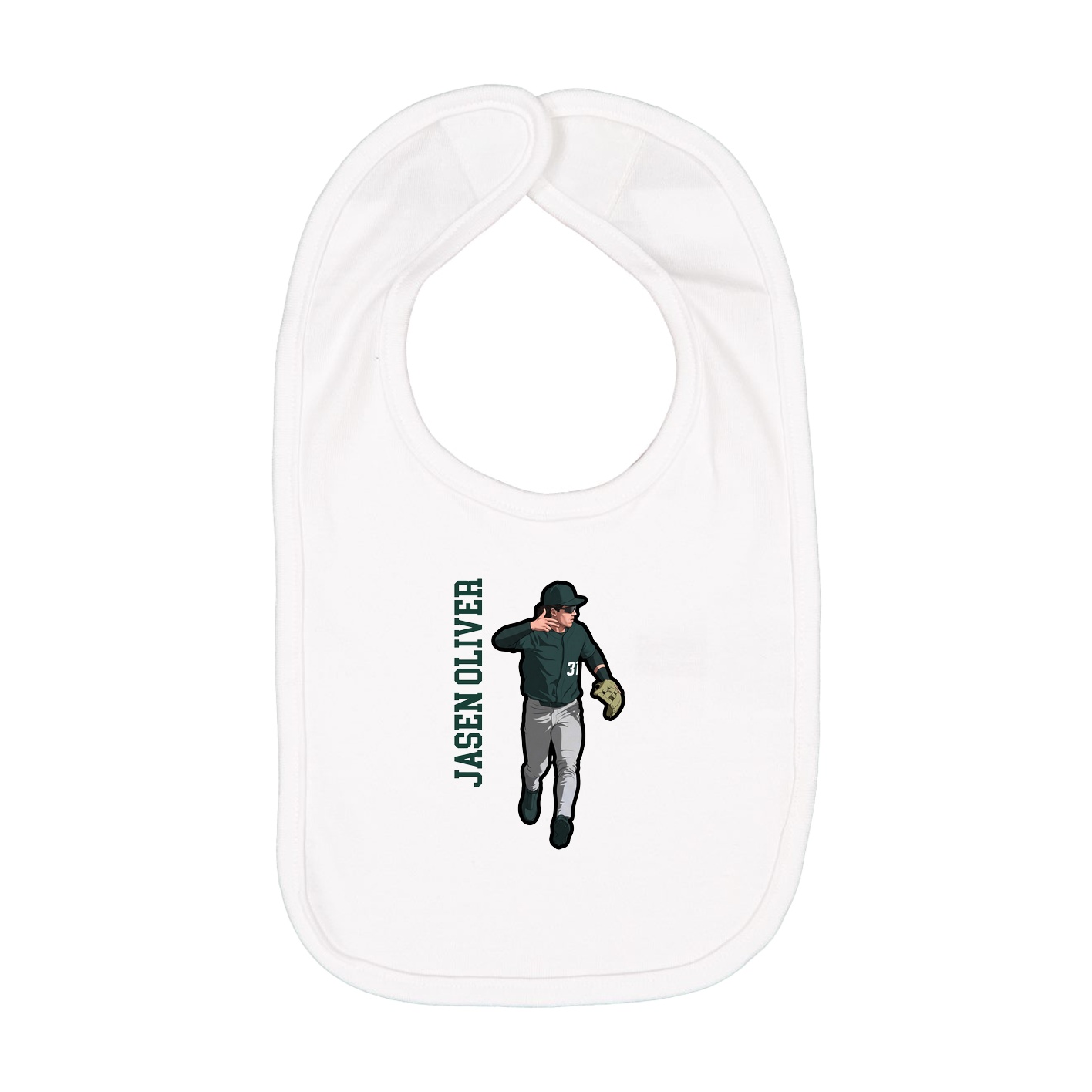 Infant Bib — Name Vertical in White