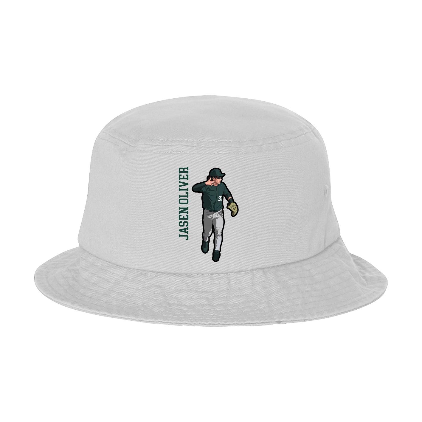 Bucket Cap — Name Vertical in White