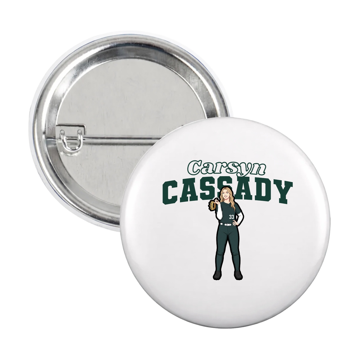 Game Day Button — Name Arch in White