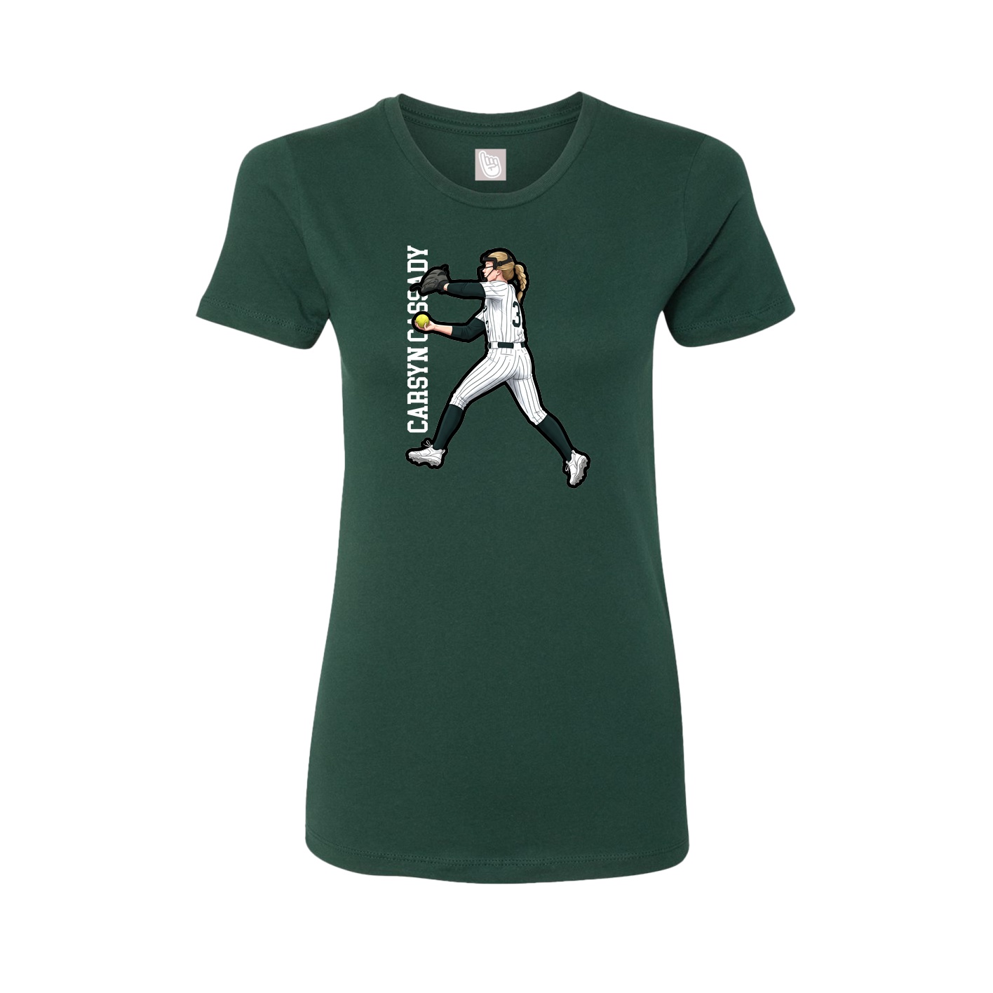 Fitted Women's Tee — Name Vertical in Green